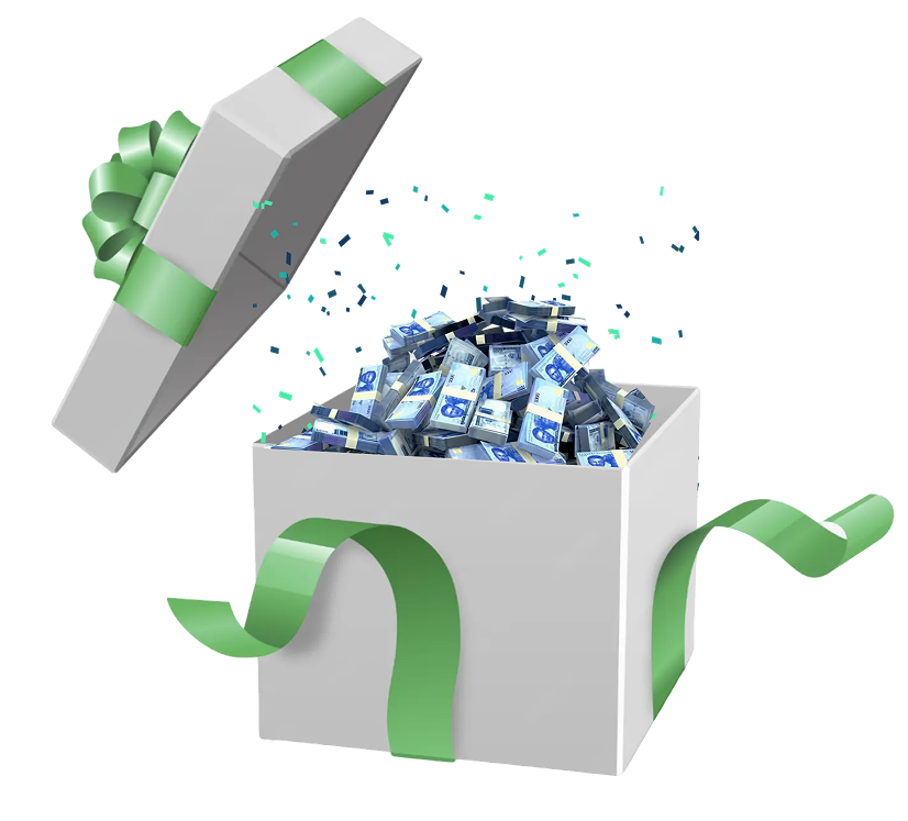 Money in a gift box unwrapping!